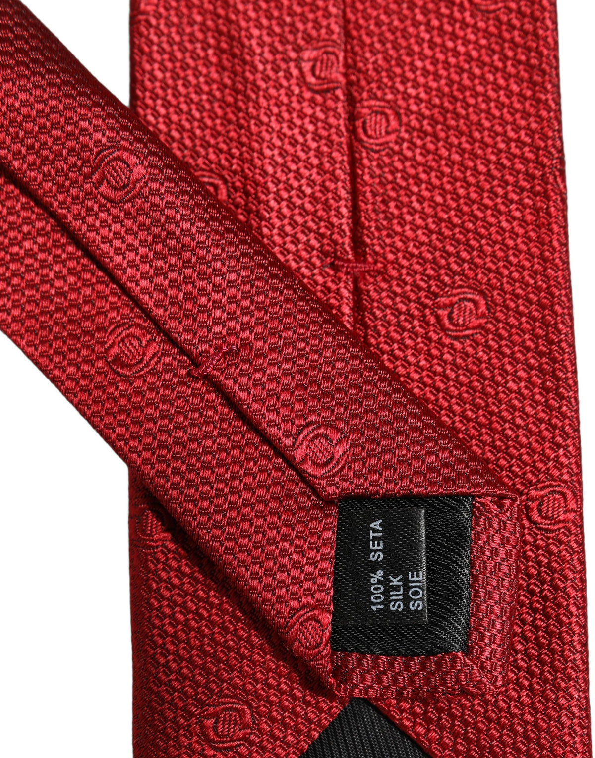 Red Silk Textured Pattern Adjustable Tied Men Necktie Tie