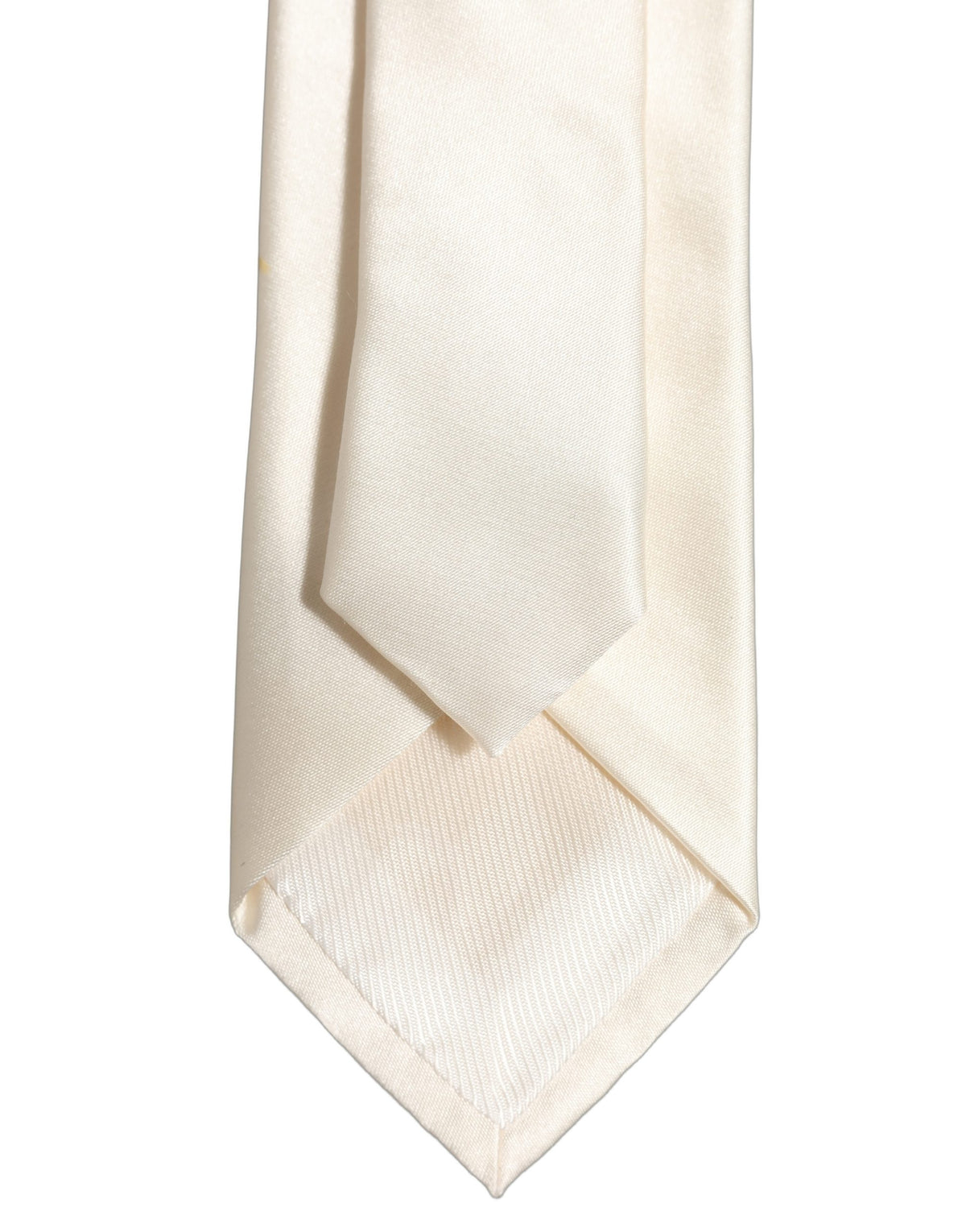 Cream Satin 100% Silk Adjustable Tied Men Necktie Tie