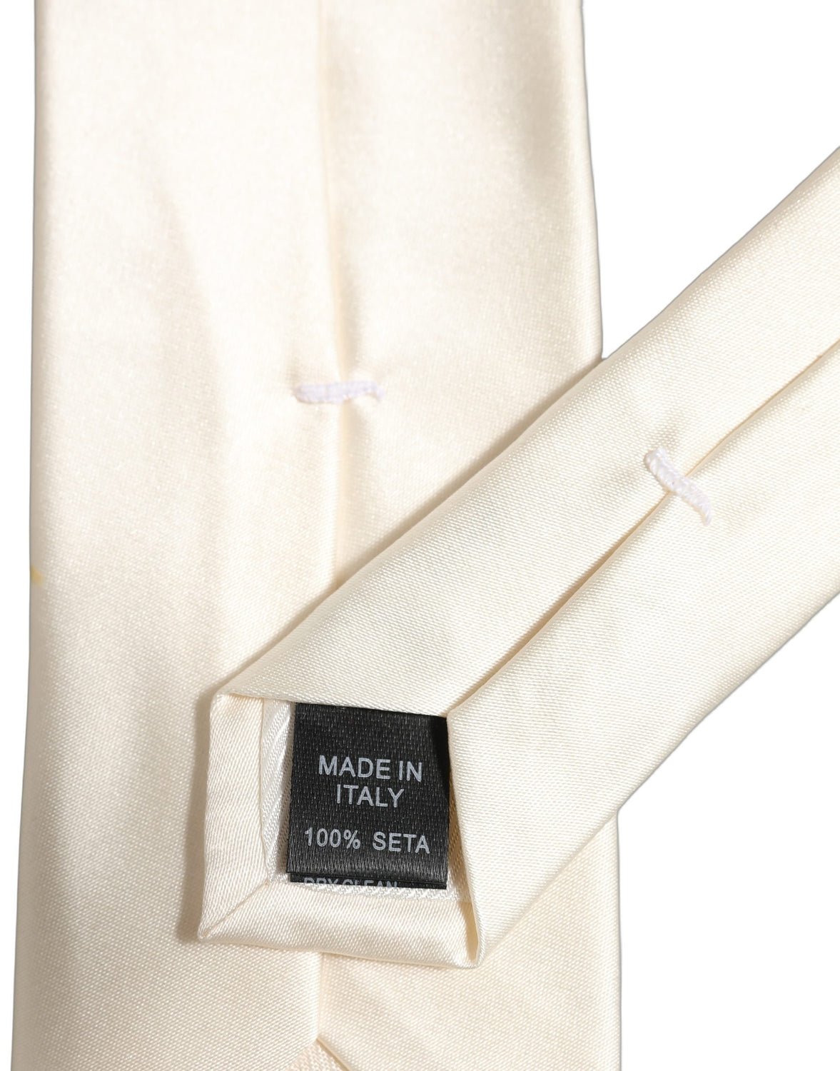 Cream Satin 100% Silk Adjustable Tied Men Necktie Tie