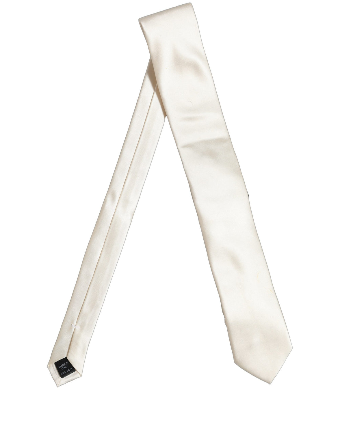 Cream Satin 100% Silk Adjustable Tied Men Necktie Tie