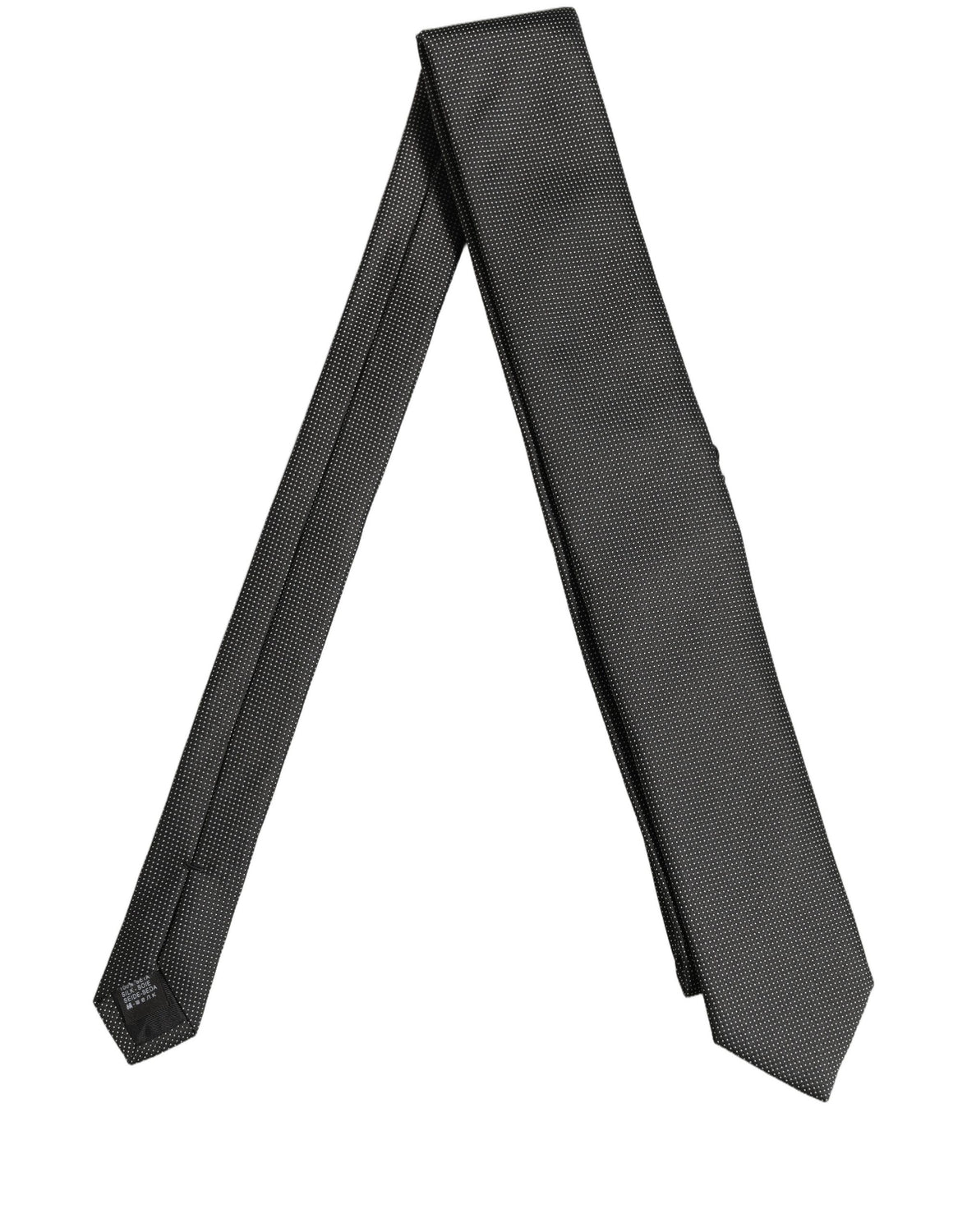 Black Silk Micro Polka Dot Adjustable Tied Necktie Tie