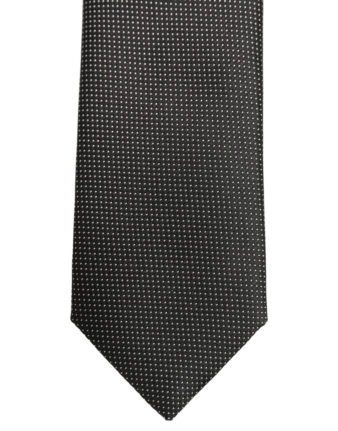 Black Silk Micro Polka Dot Adjustable Tied Necktie Tie