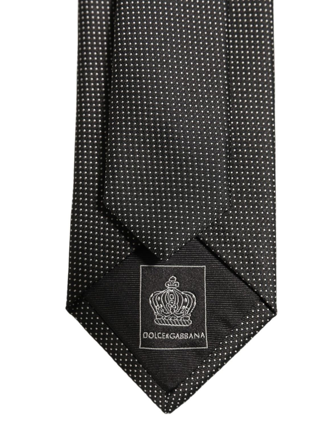 Black Silk Micro Polka Dot Adjustable Tied Necktie Tie
