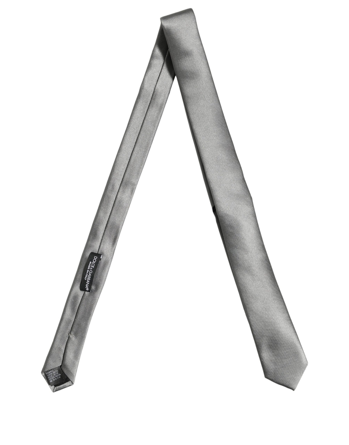 Gray Satin 100% Silk Adjustable Tied Men Necktie Tie