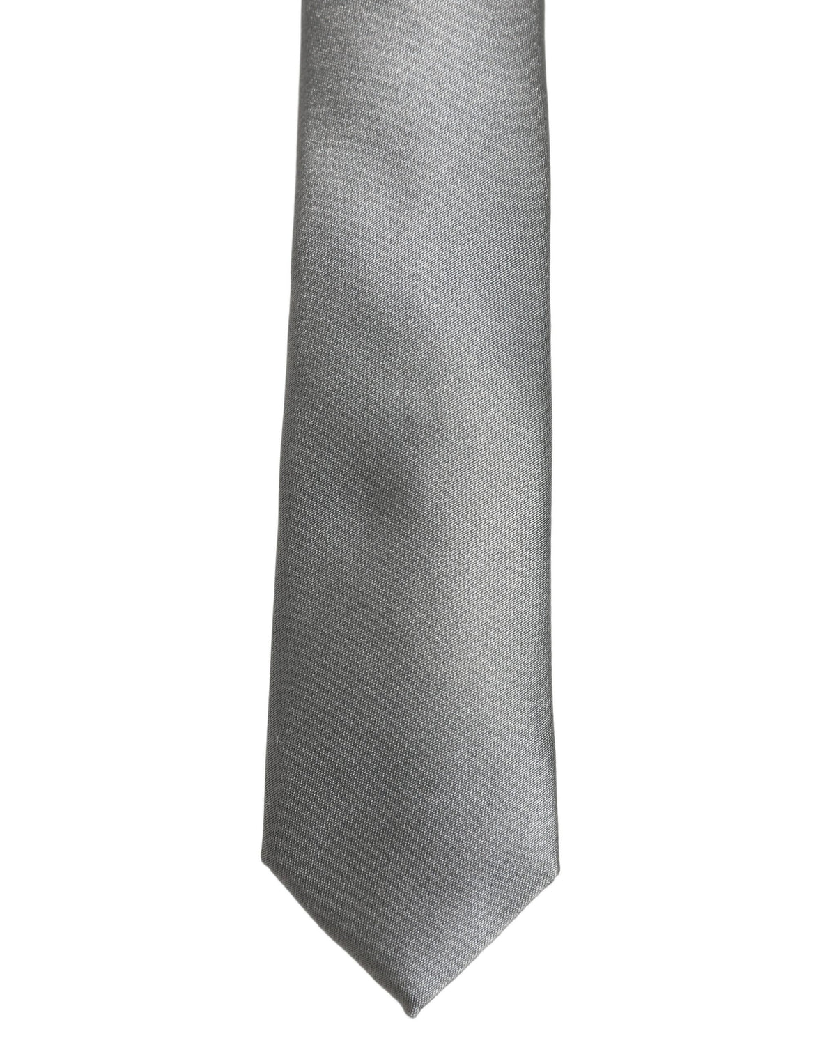 Gray Satin 100% Silk Adjustable Tied Men Necktie Tie