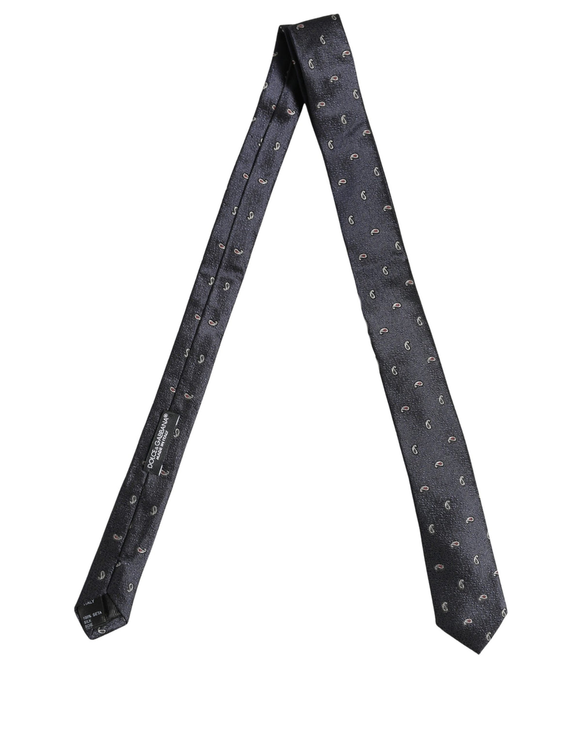 Dark Blue Silk Paisley Adjustable Tied Men Necktie Tie