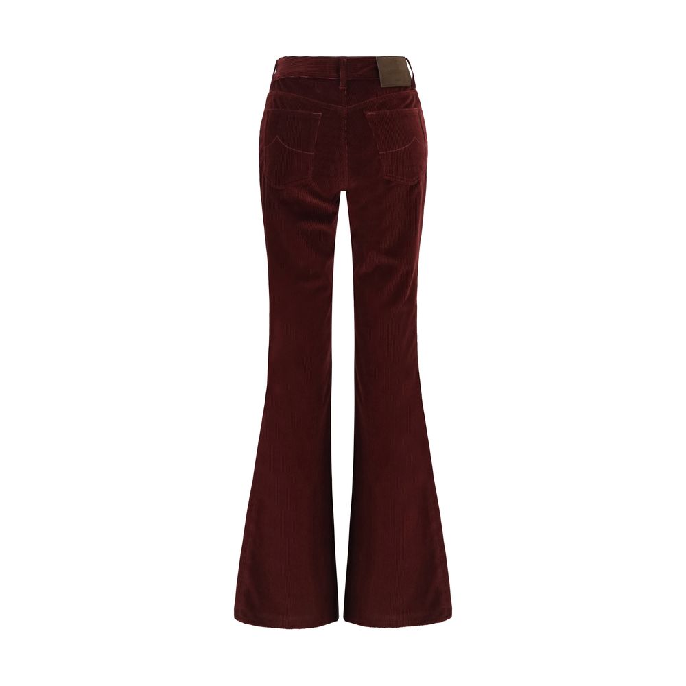 Bordeaux Cotton Flared Jeans