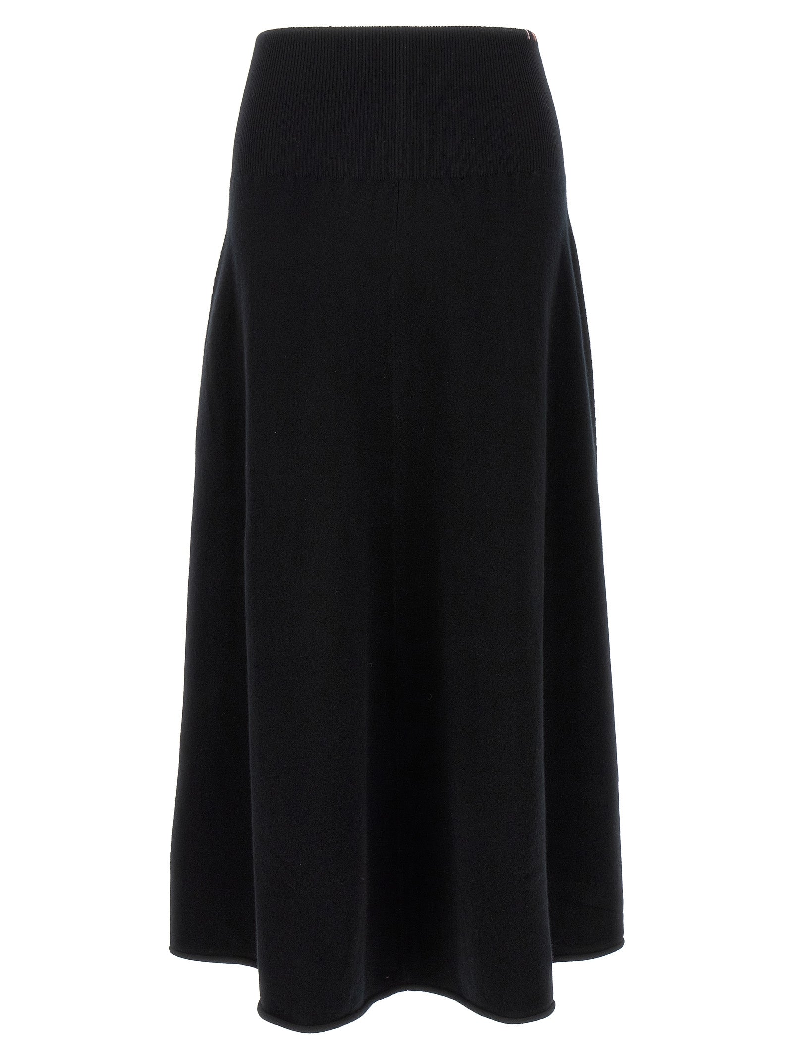 Black Cashmere Midi Skirt