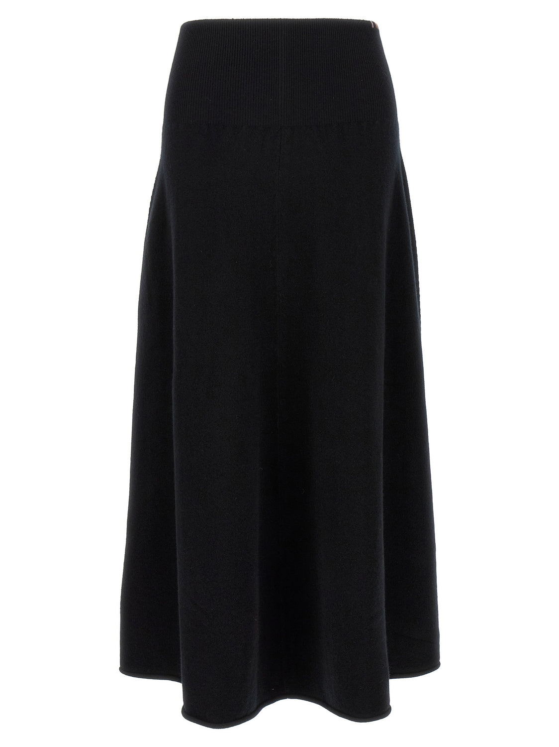 Black Cashmere Midi Skirt