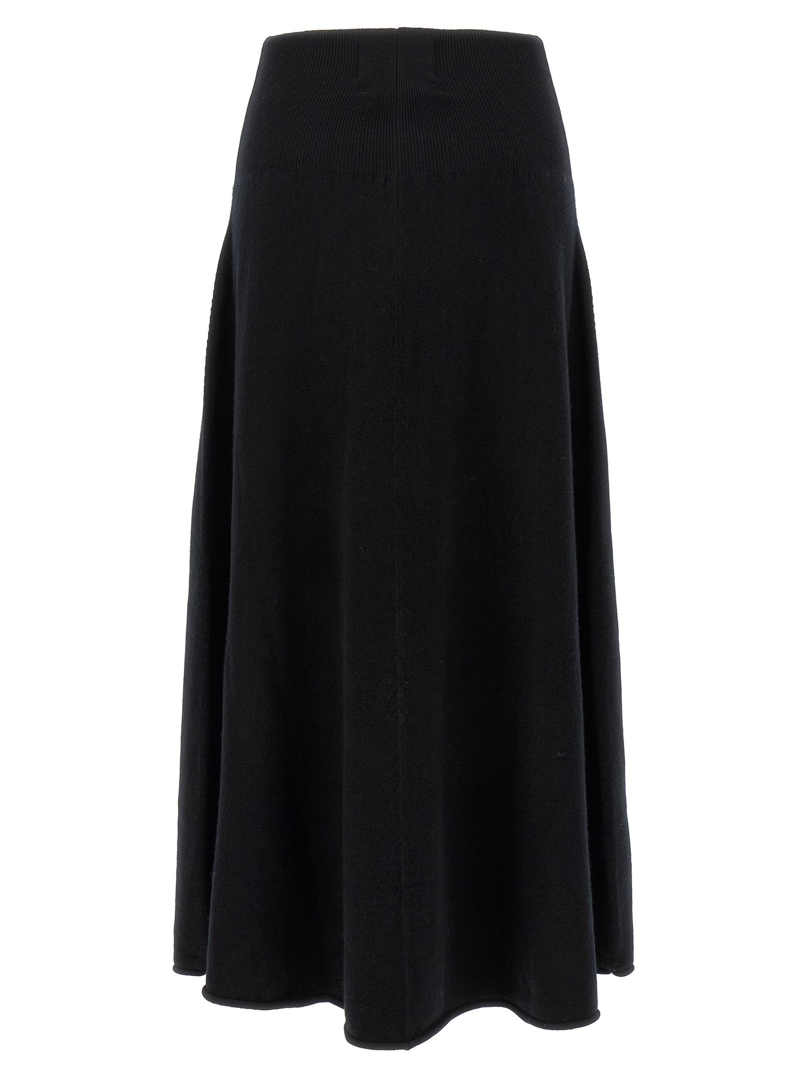 Black Cashmere Midi Skirt