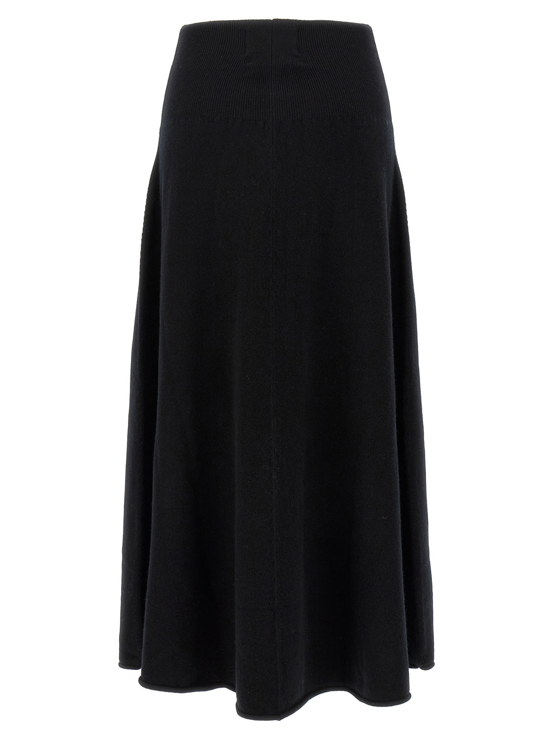 Black Cashmere Midi Skirt