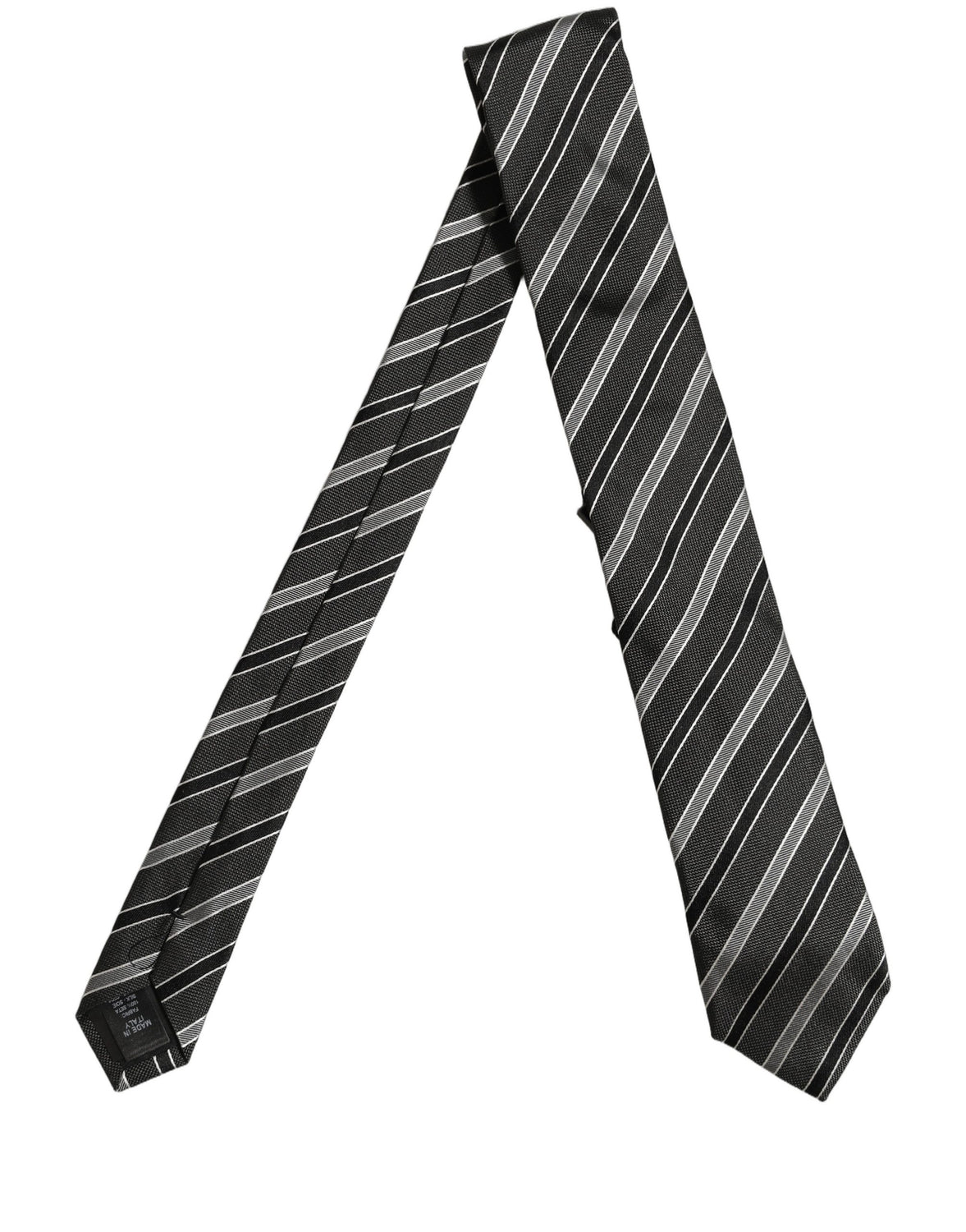 Black Gray Stripes Silk Adjustable Necktie Accessory Tie