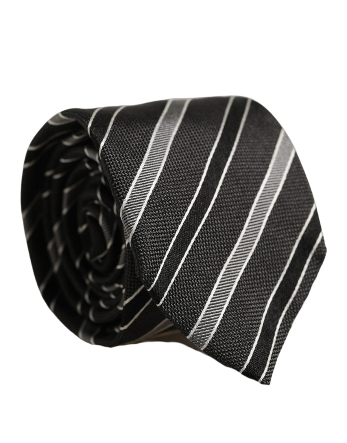 Black Gray Stripes Silk Adjustable Necktie Accessory Tie
