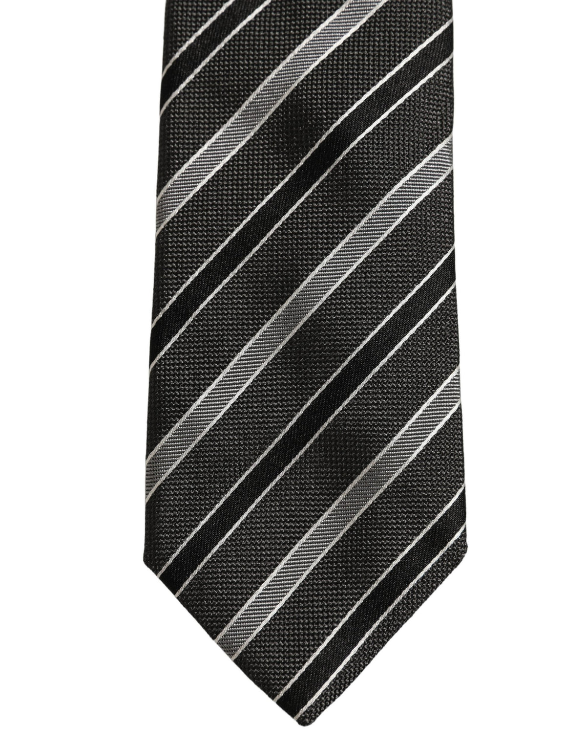 Black Gray Stripes Silk Adjustable Necktie Accessory Tie