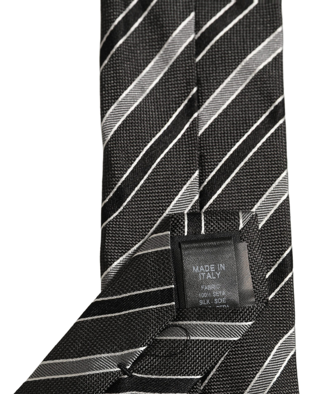 Black Gray Stripes Silk Adjustable Necktie Accessory Tie
