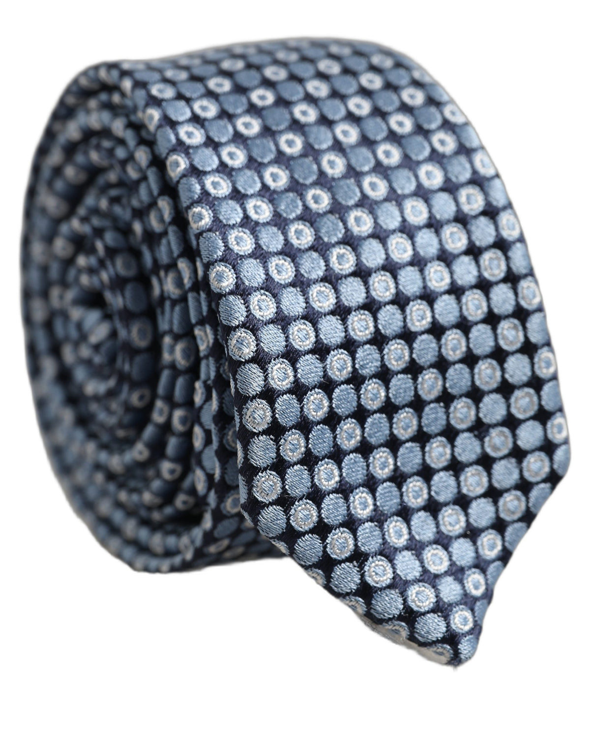 Blue Circle Pattern Silk Adjustable Necktie Accessory Tie