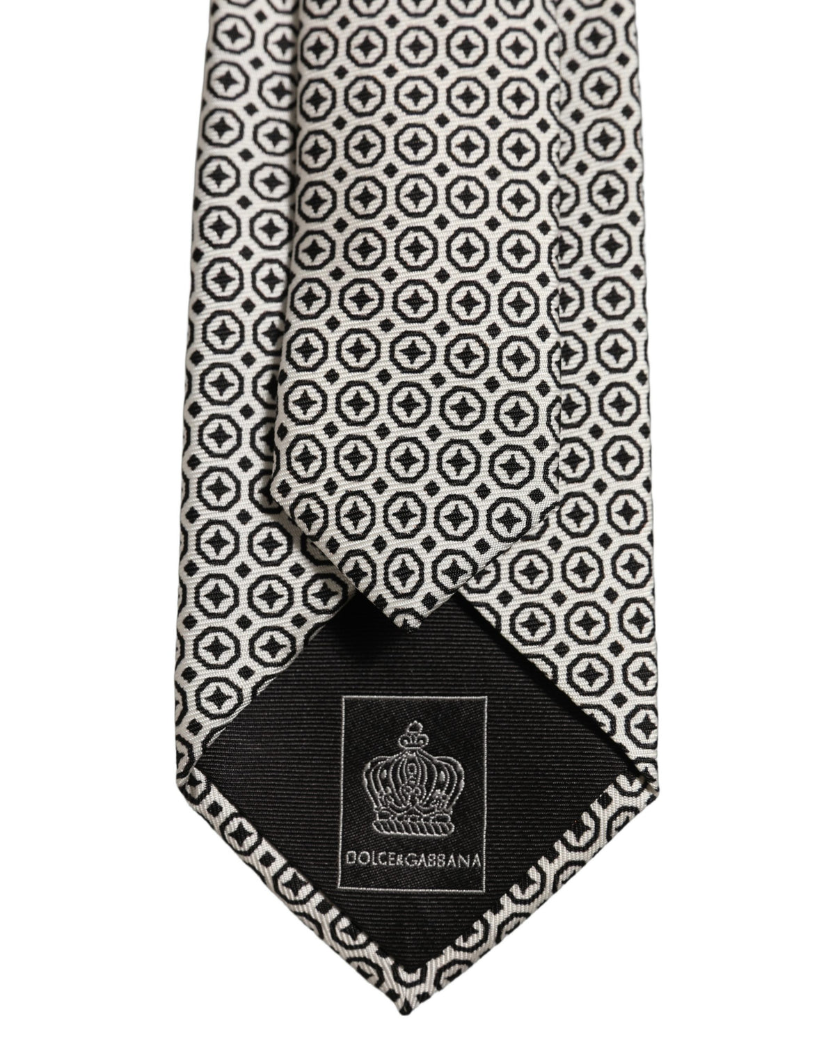 Black White Geometric Adjustable Necktie Accessory Tie