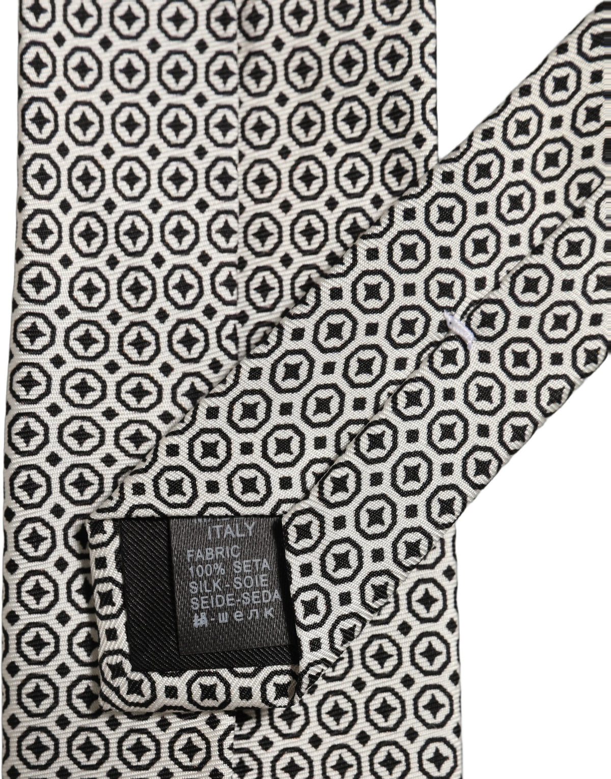Black White Geometric Adjustable Necktie Accessory Tie