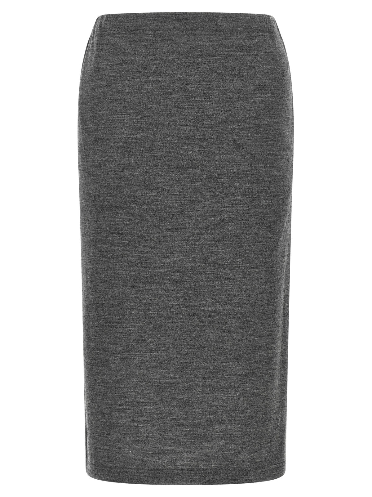 Gray Wool Midi Skirt