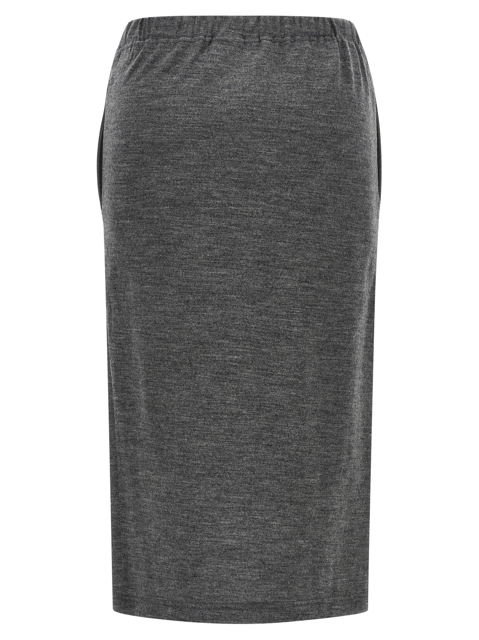Gray Wool Midi Skirt
