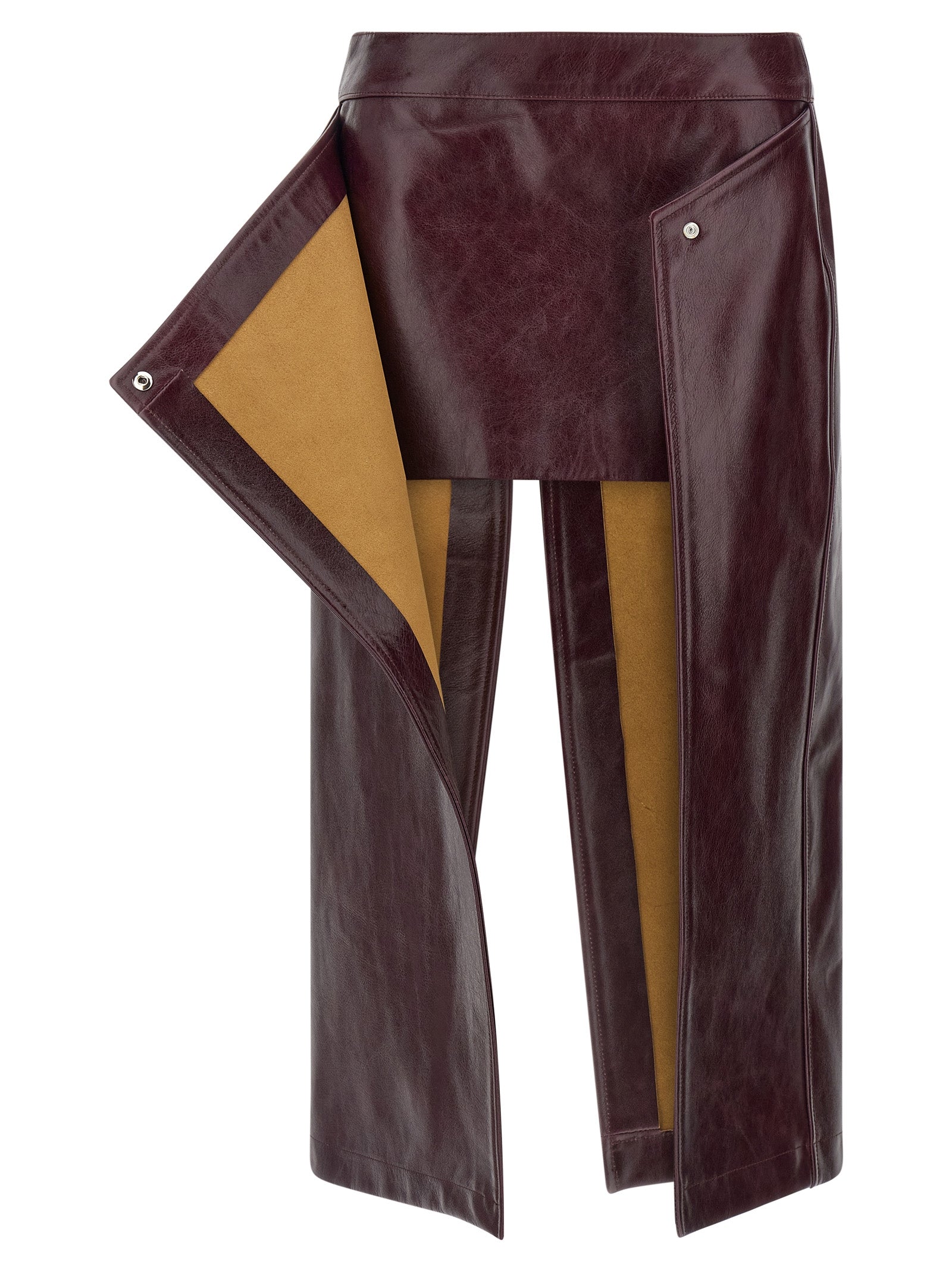 Bordeaux Cowhide Midi Skirt