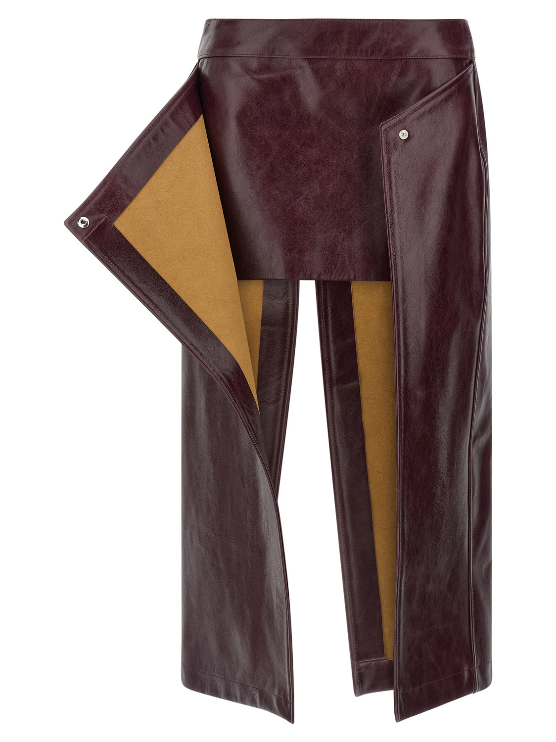 Bordeaux Cowhide Midi Skirt