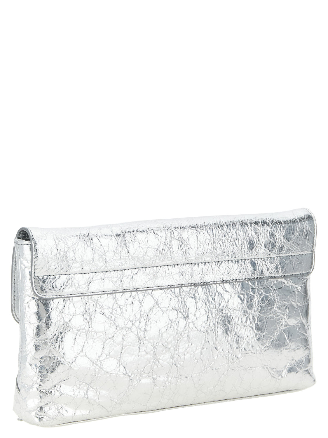 Silver Lamb Leather Clutch Bag