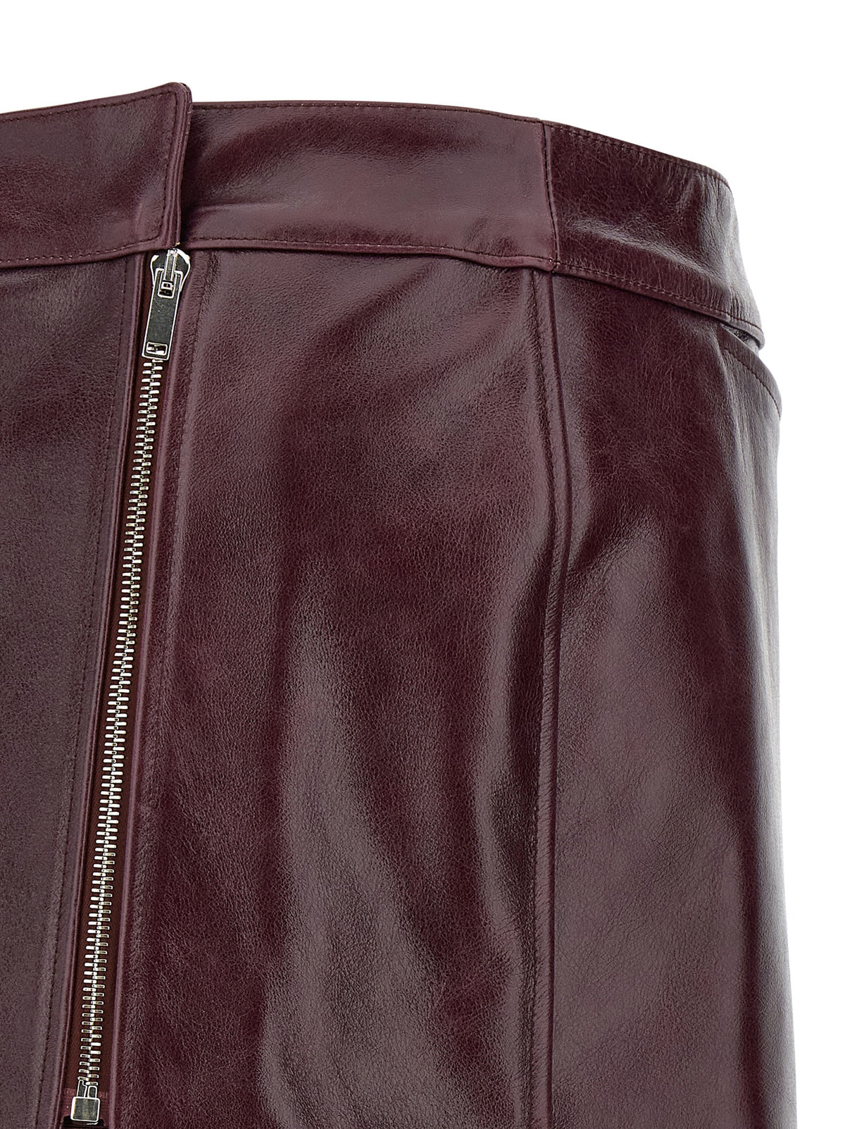 Bordeaux Cowhide Midi Skirt