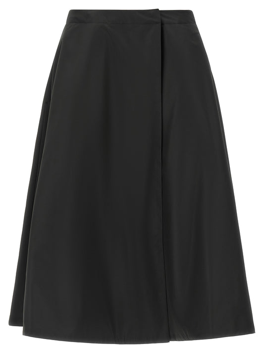 Black Polyester Midi Skirt