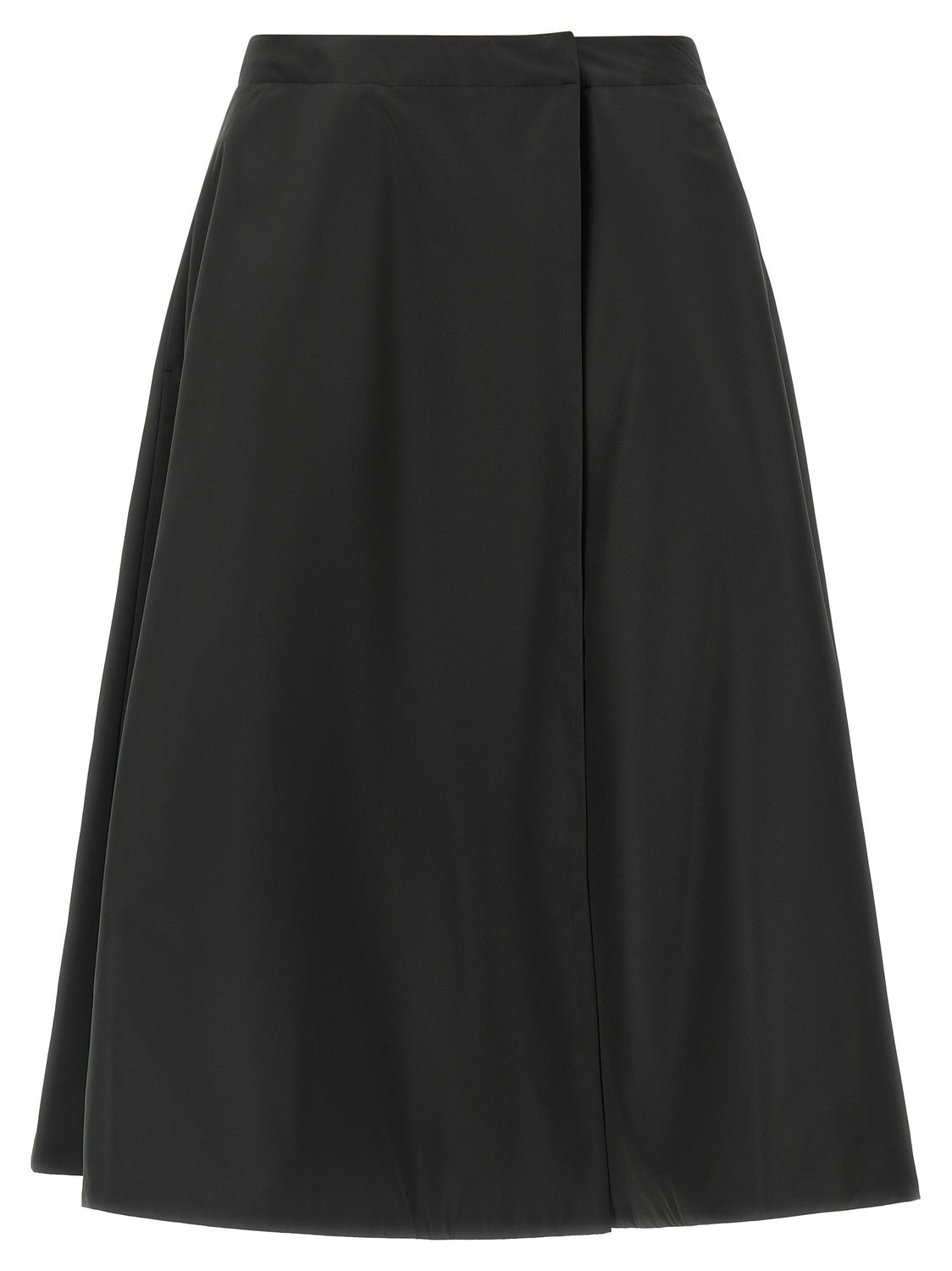 Black Polyester Midi Skirt