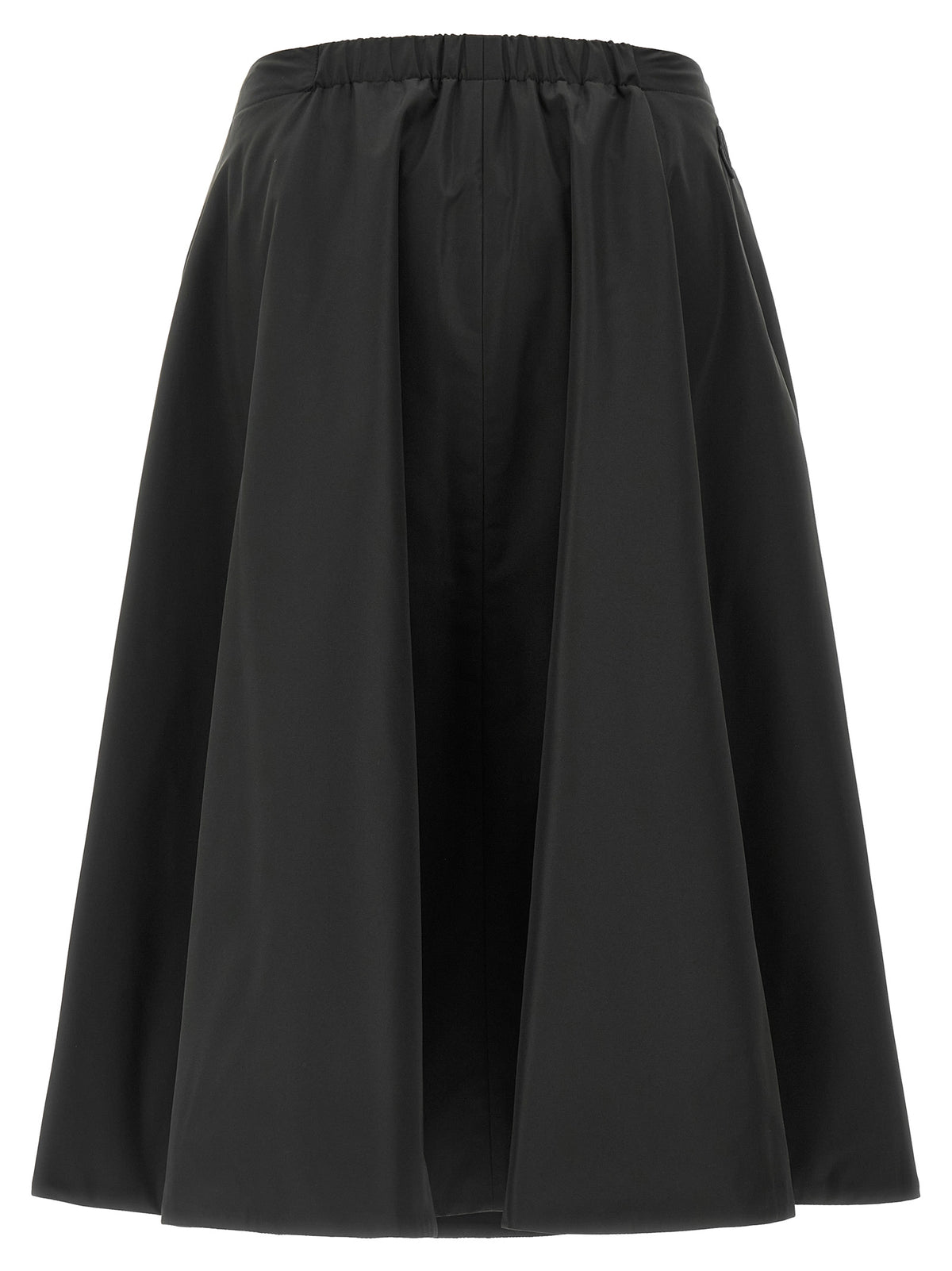 Black Polyester Midi Skirt