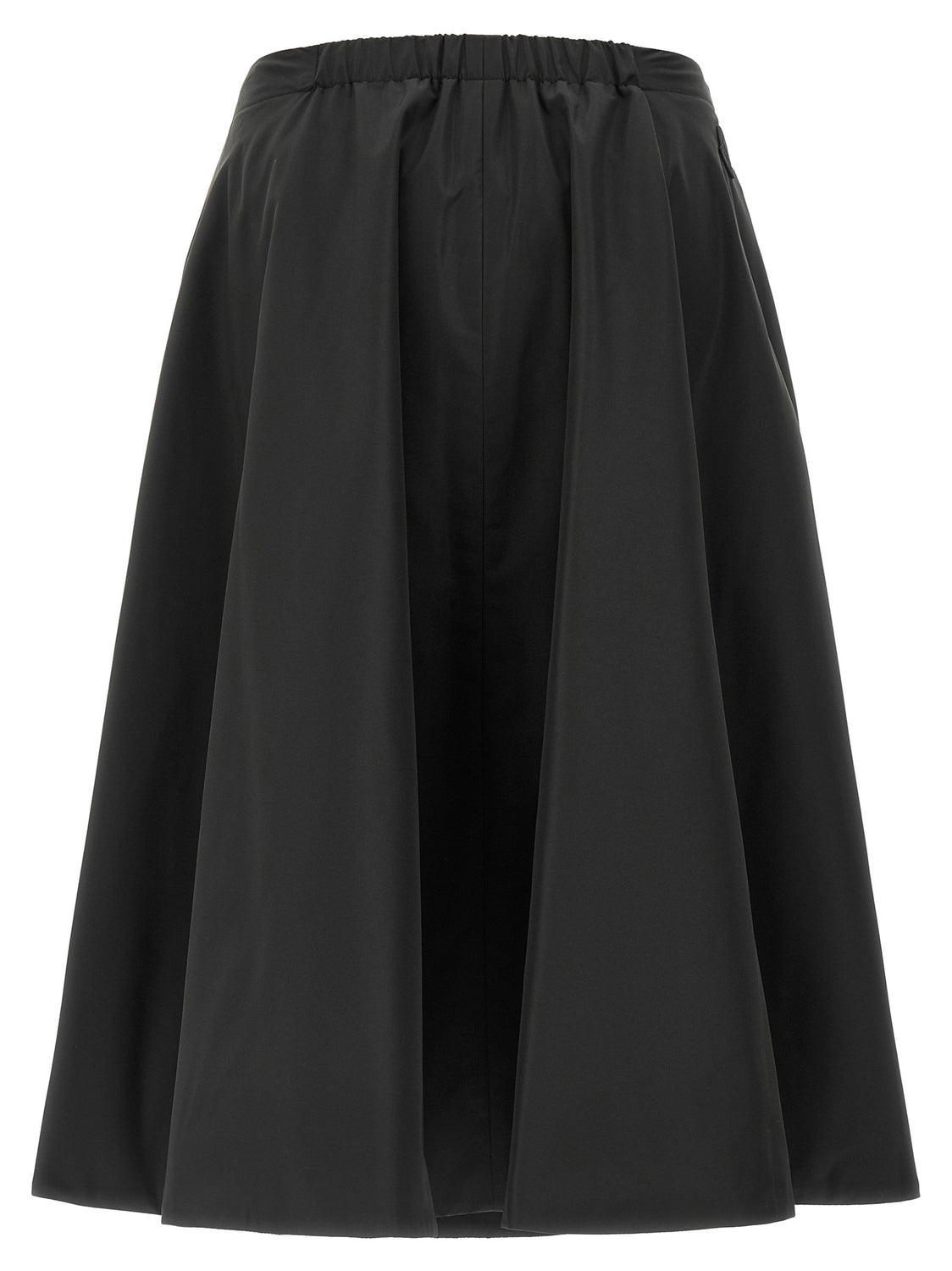 Black Polyester Midi Skirt