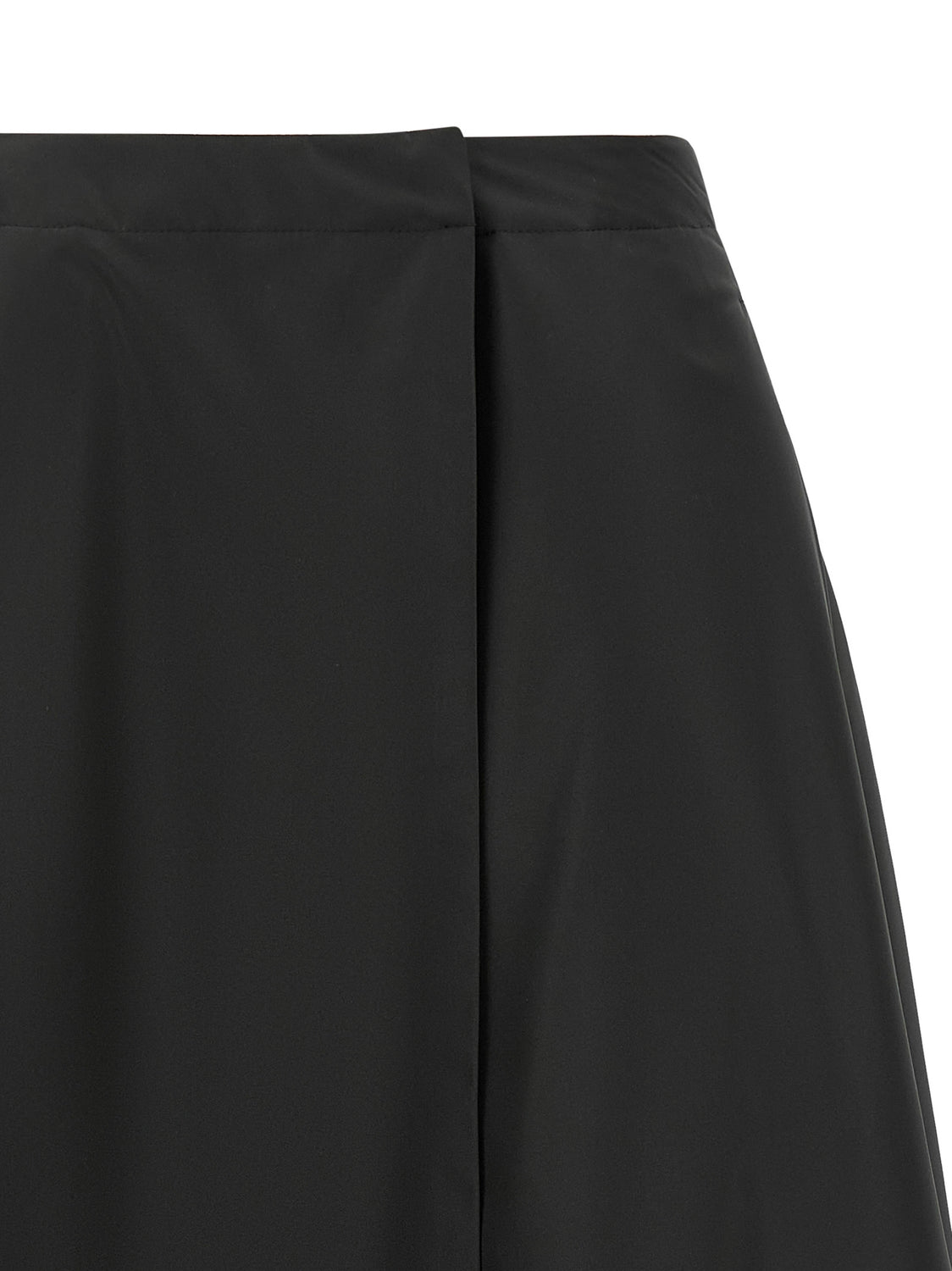 Black Polyester Midi Skirt