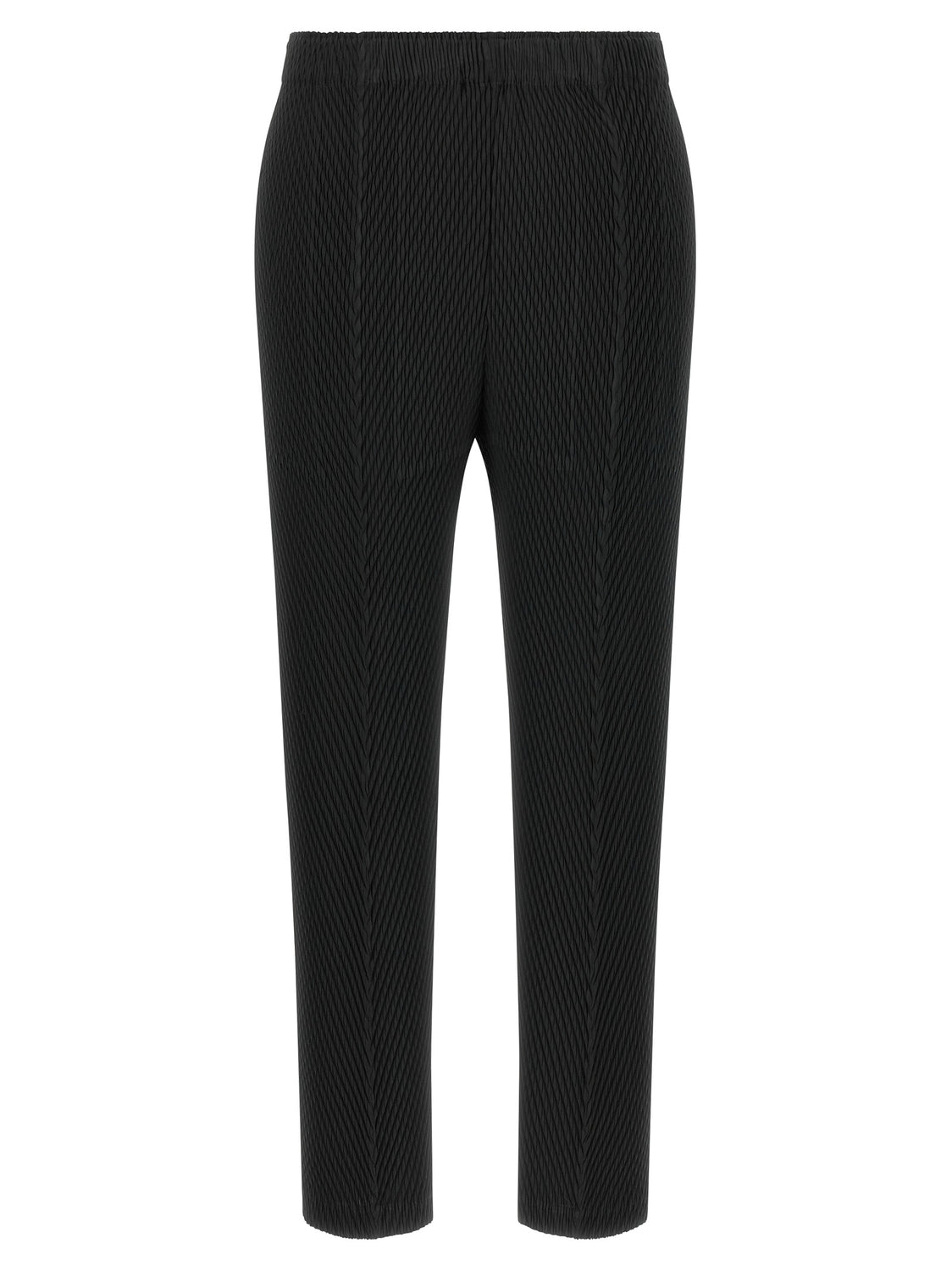 Black Polyester Cropped Pants