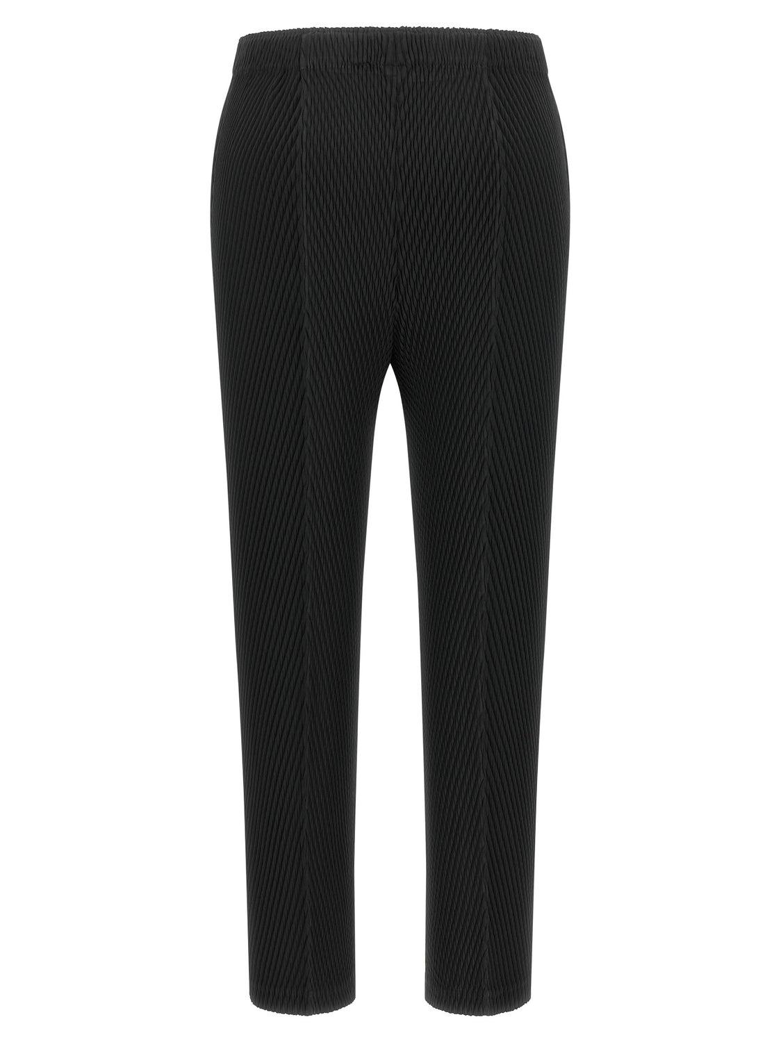 Black Polyester Cropped Pants
