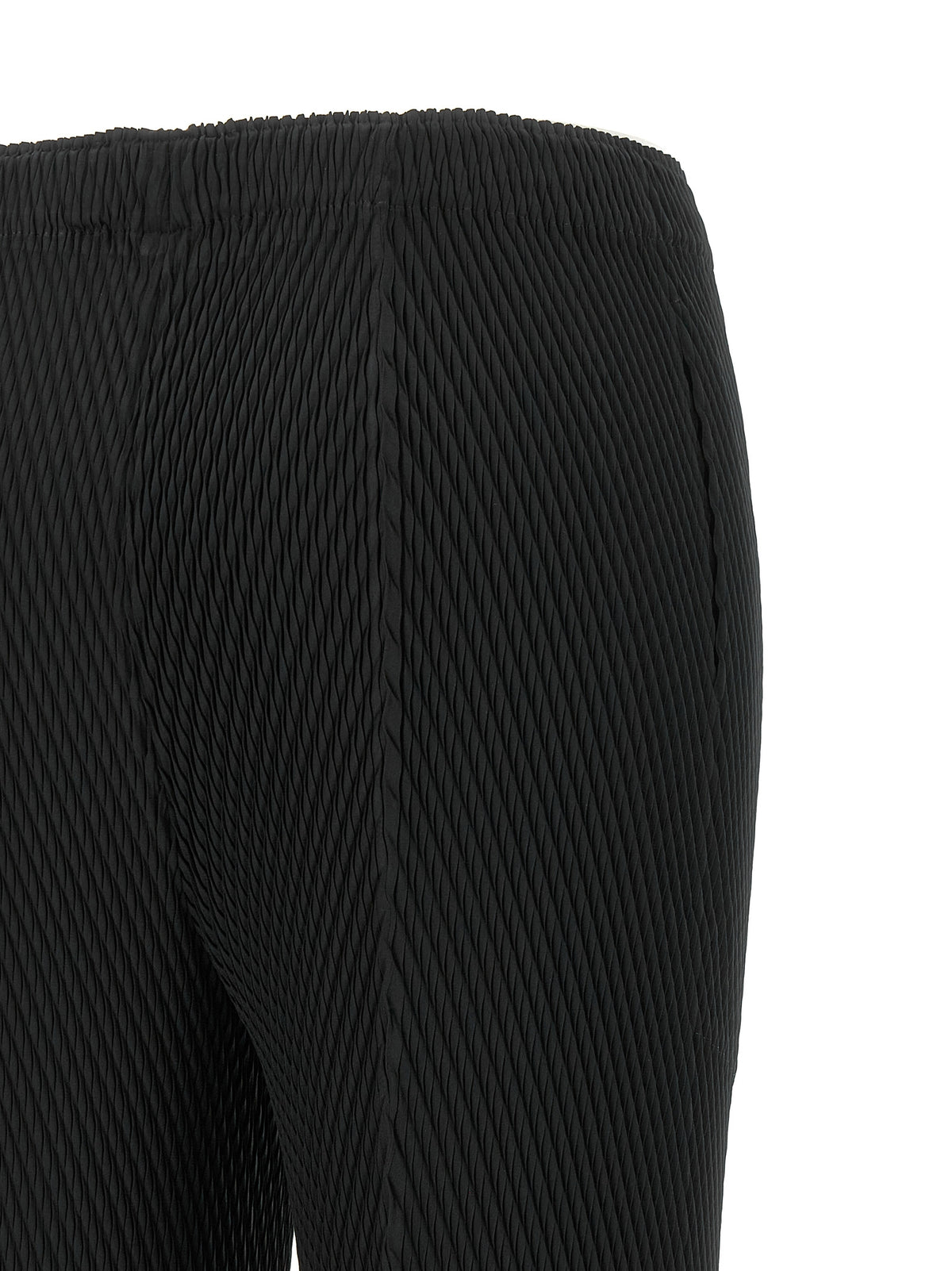 Black Polyester Cropped Pants