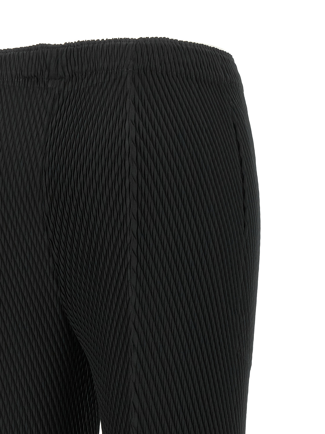 Black Polyester Cropped Pants