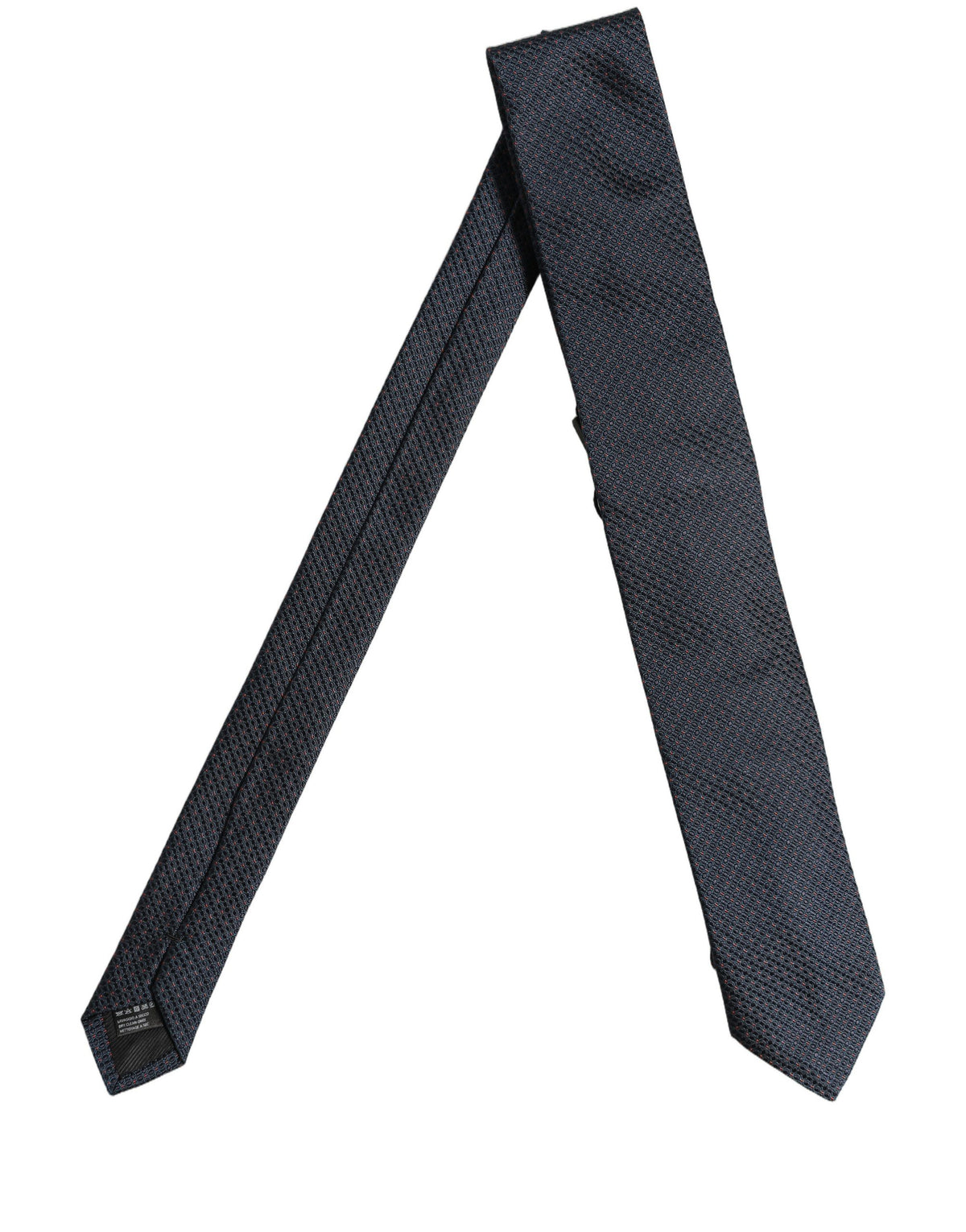 Men Dark Blue Geometric Silk Adjustable Tied Necktie Tie