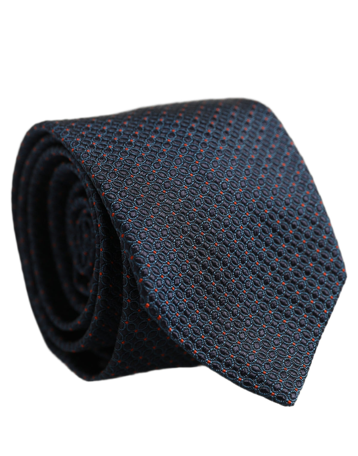 Men Dark Blue Geometric Silk Adjustable Tied Necktie Tie