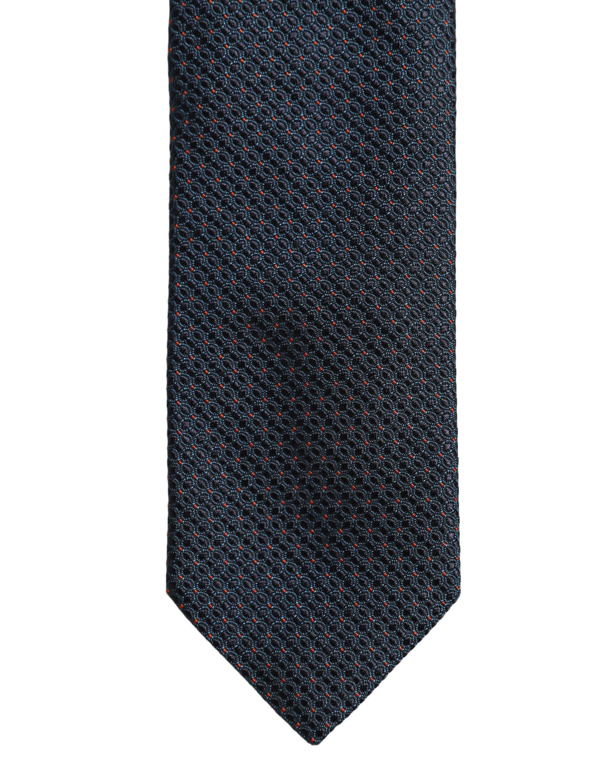 Men Dark Blue Geometric Silk Adjustable Tied Necktie Tie