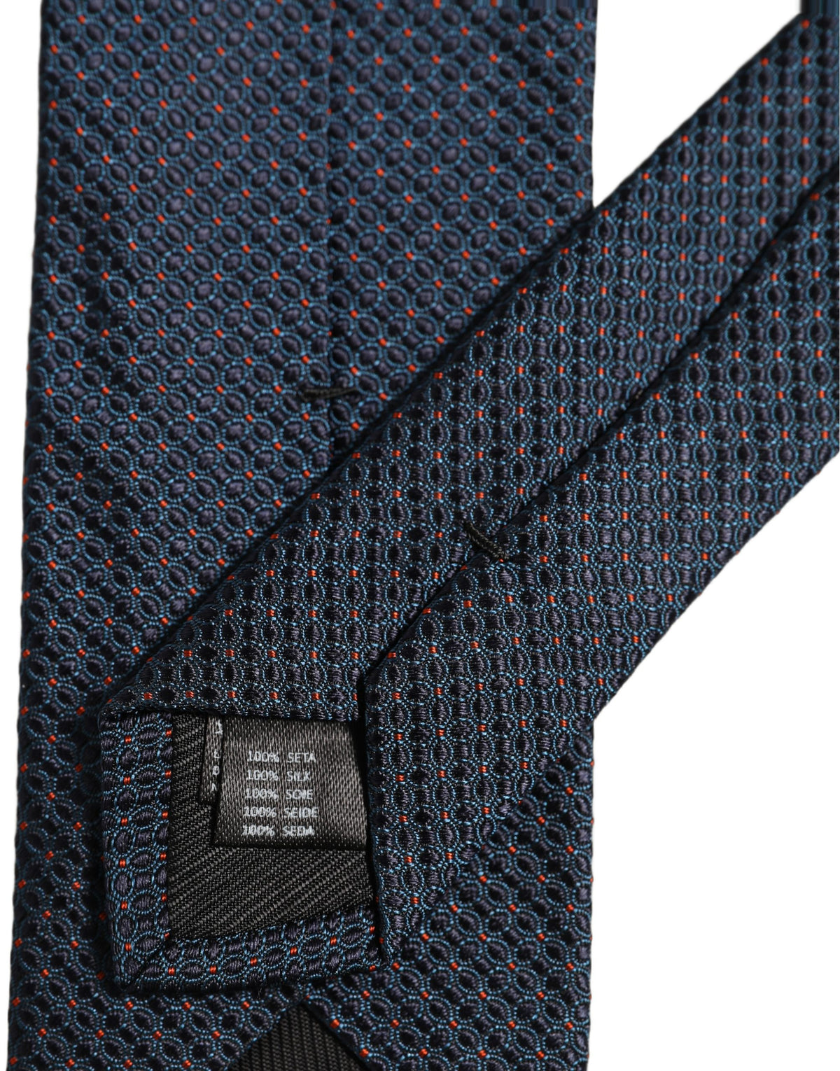 Men Dark Blue Geometric Silk Adjustable Tied Necktie Tie
