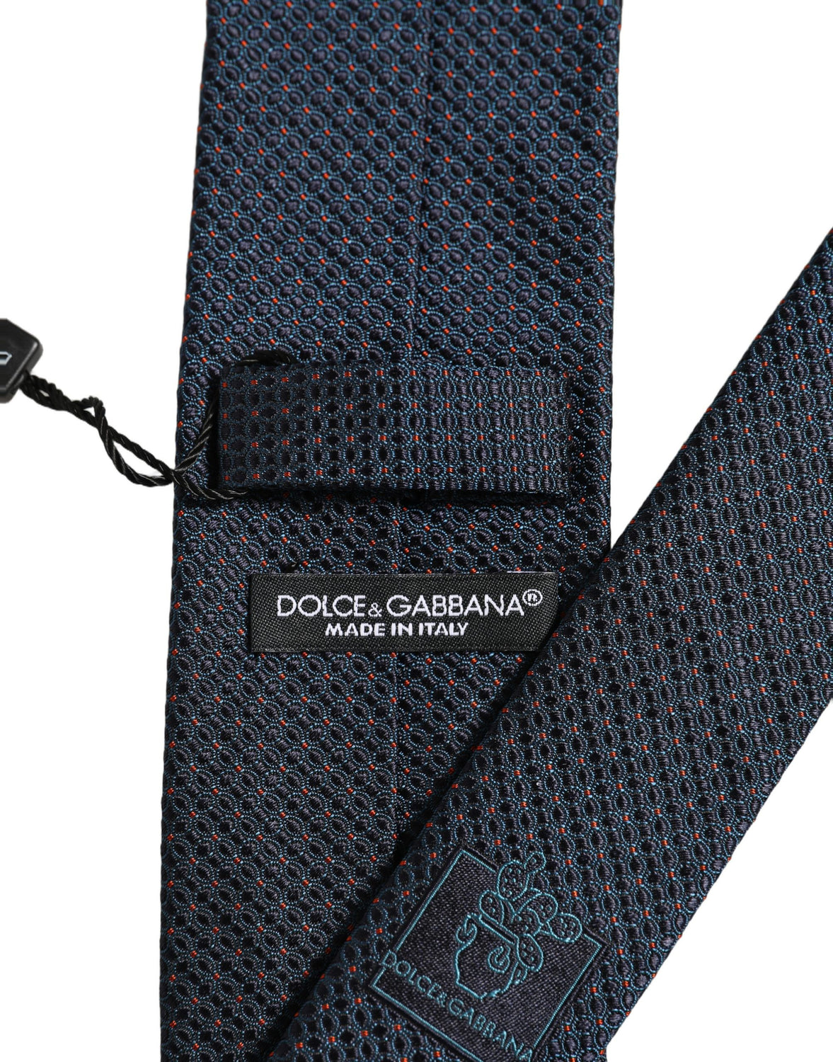 Men Dark Blue Geometric Silk Adjustable Tied Necktie Tie