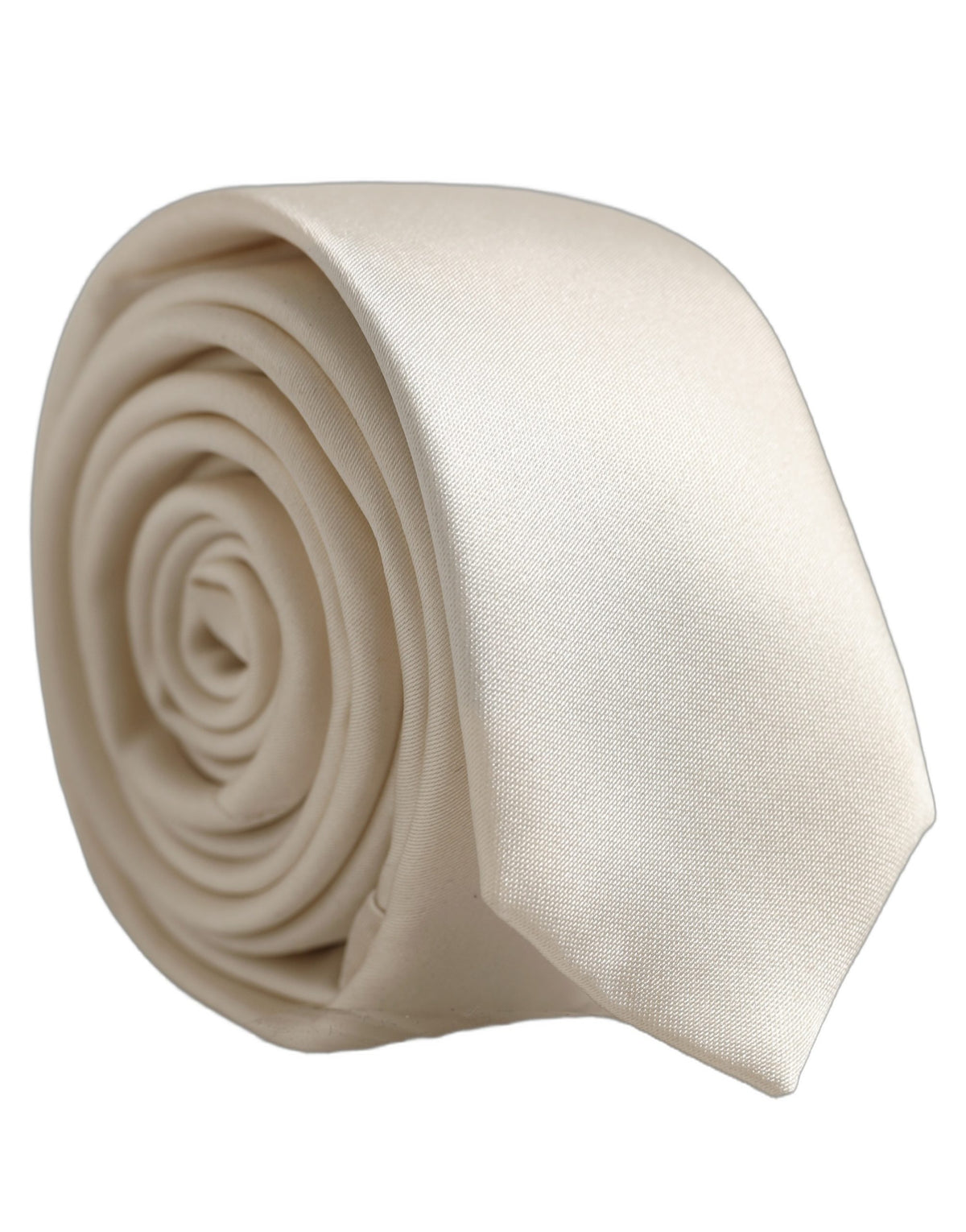 Cream Satin 100% Silk Adjustable Tied Men Necktie Tie