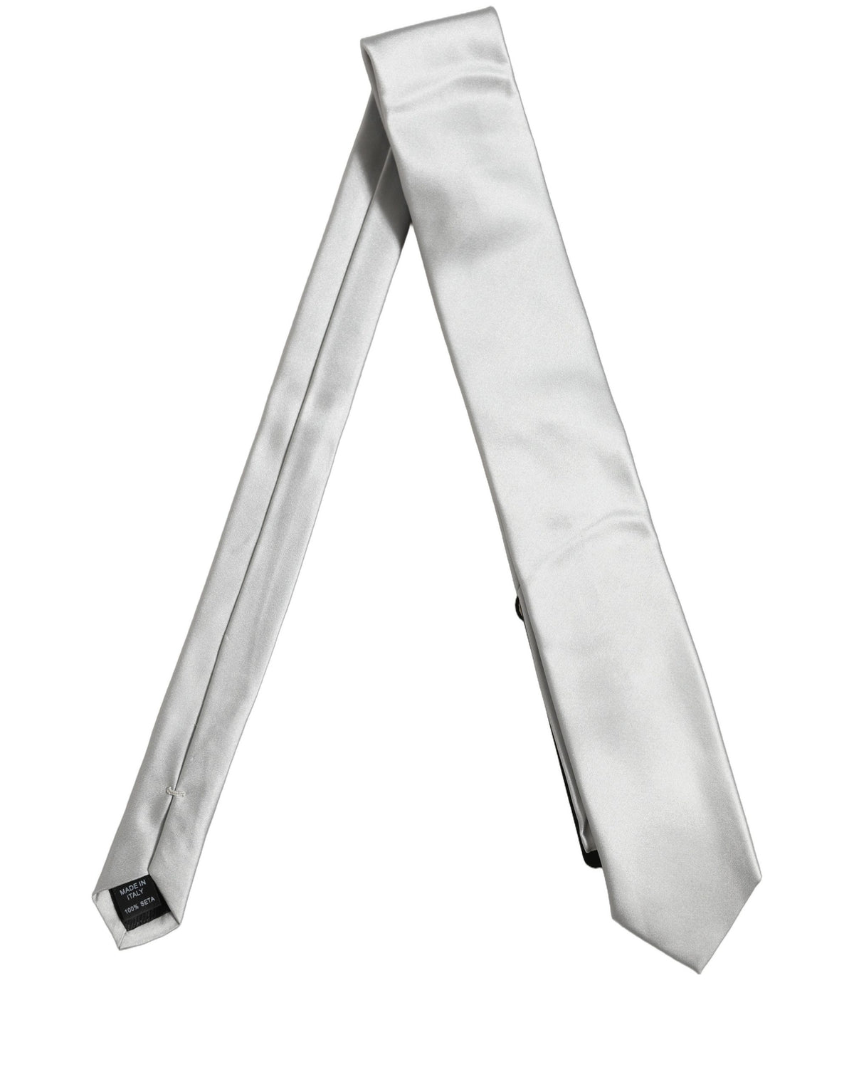 Gray Satin 100% Silk Adjustable Tied Men Necktie Tie