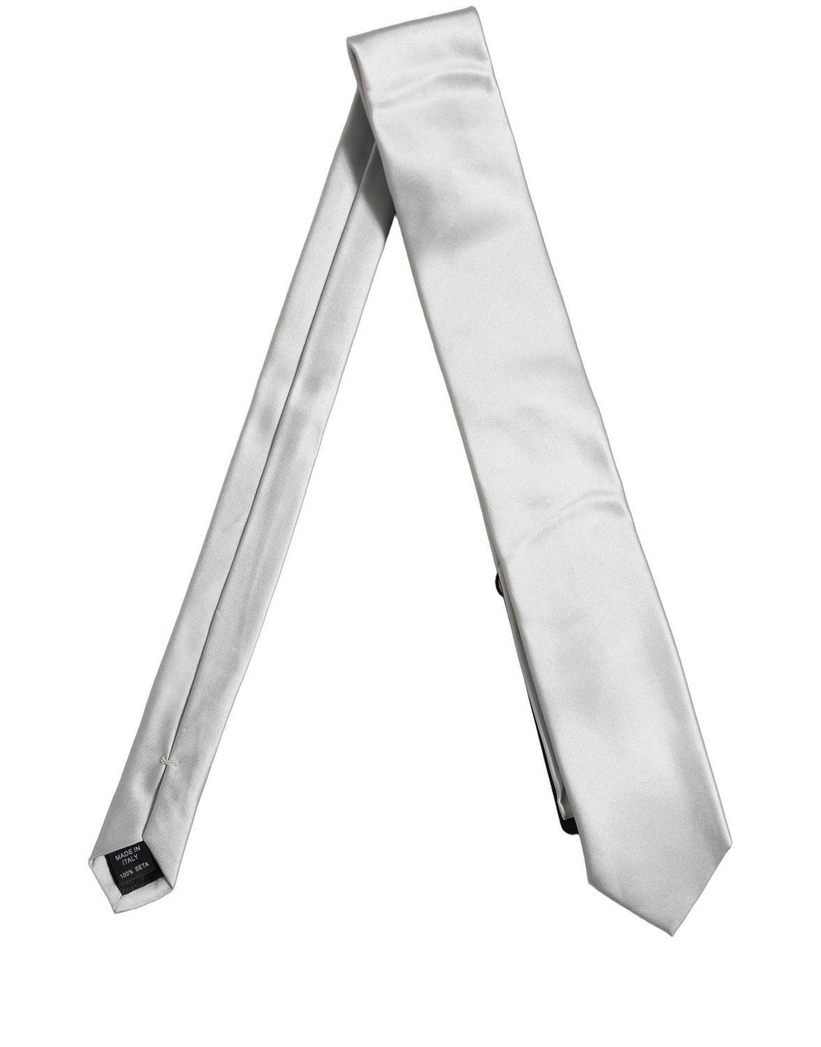 Gray Satin 100% Silk Adjustable Tied Men Necktie Tie