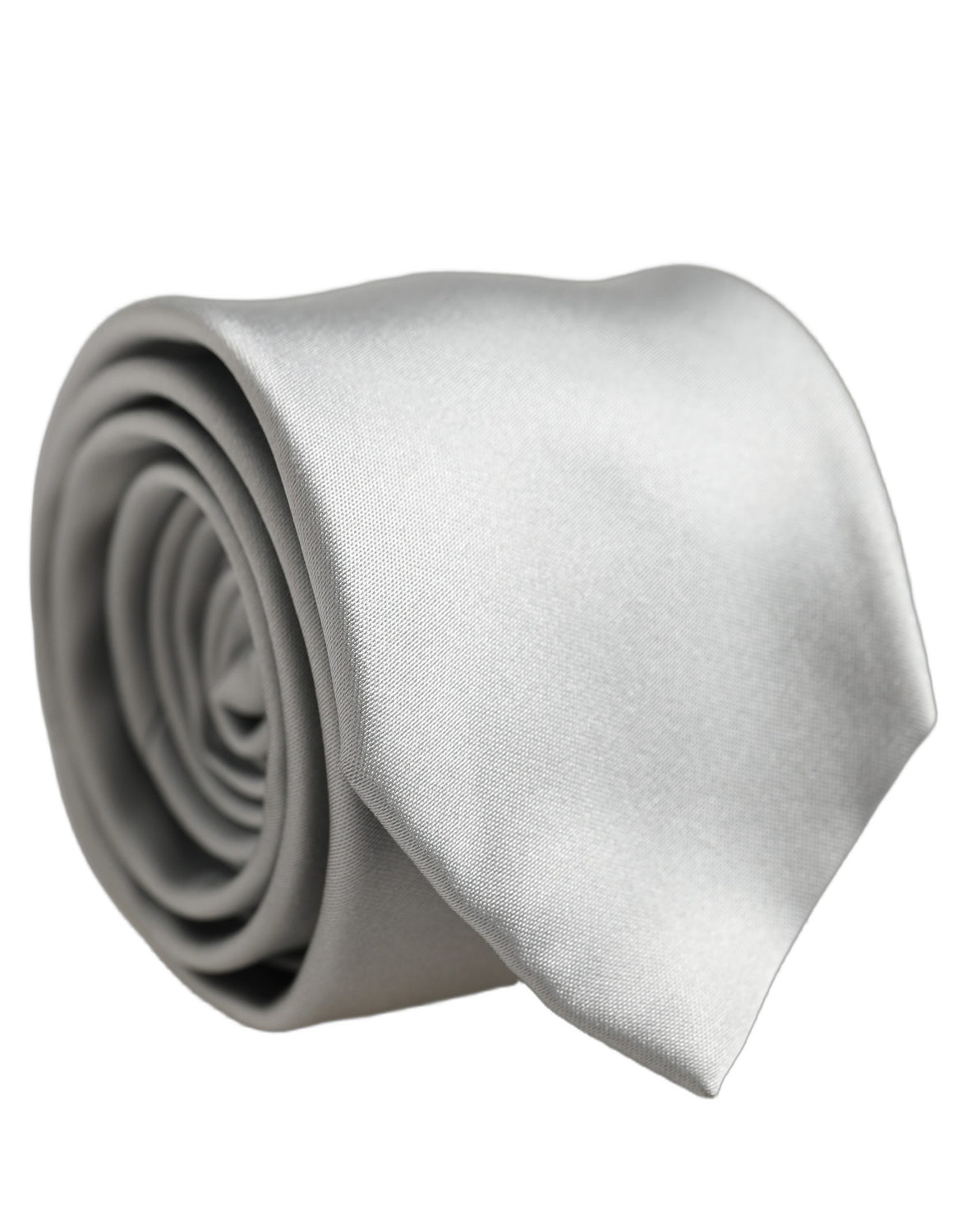 Gray Satin 100% Silk Adjustable Tied Men Necktie Tie