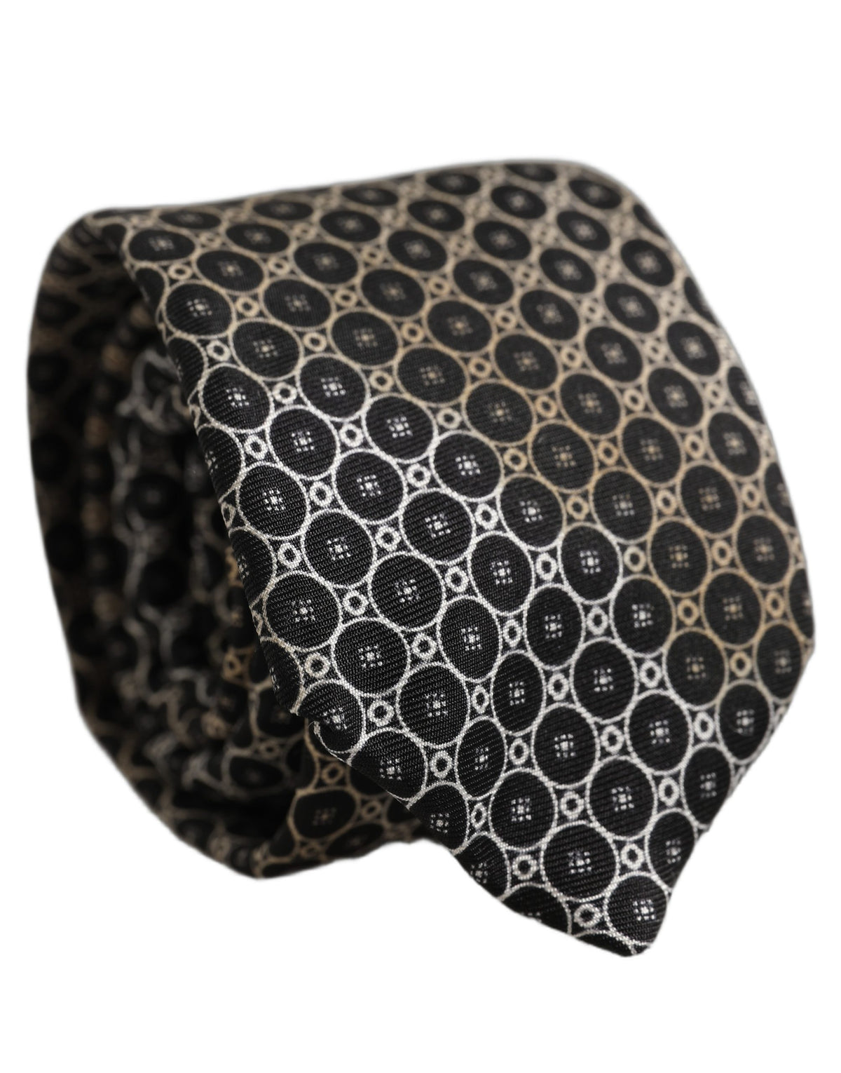 Black White Geometric Silk Adjustable Necktie Accessory Tie