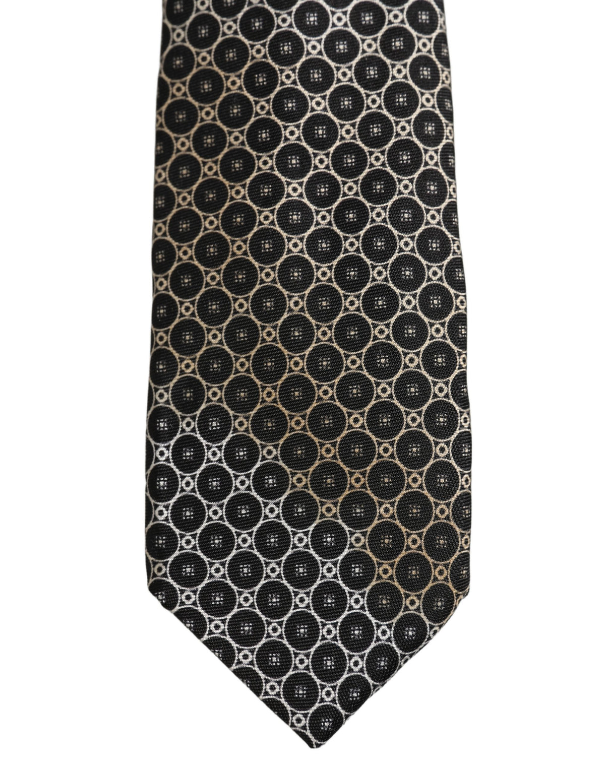 Black White Geometric Silk Adjustable Necktie Accessory Tie