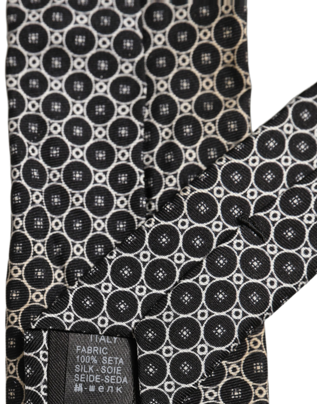 Black White Geometric Silk Adjustable Necktie Accessory Tie