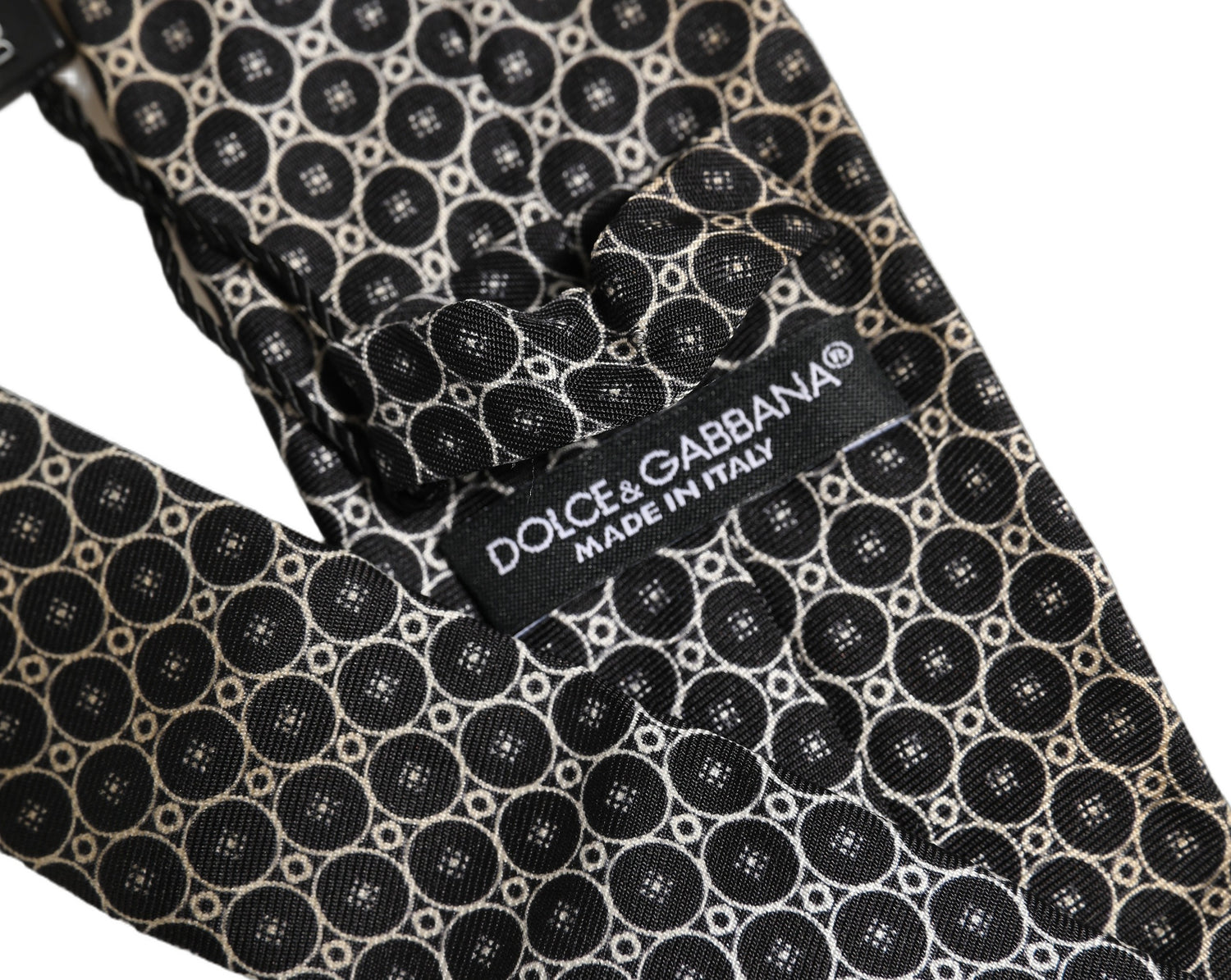 Black White Geometric Silk Adjustable Necktie Accessory Tie